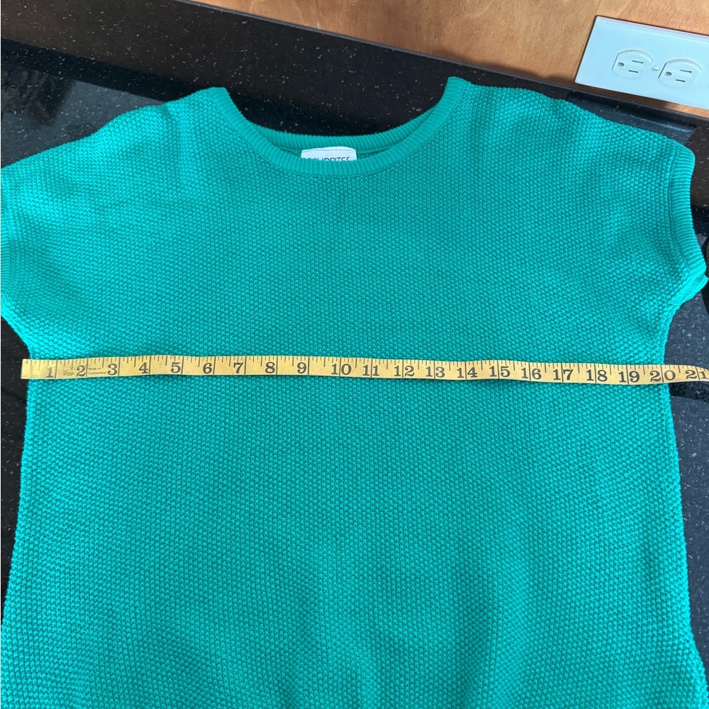 VTG! Kelly Green Capped Sleeve Sweater. Size L? - Picture 5 of 7
